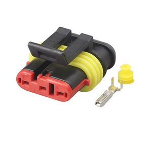 Automotive 3 Position Waterproof Connector With Terminal <b>Block</b> Seal 282087 1 282105 1 Red Yellow Black <b>Plastic</b> IP20 - Product Image 1