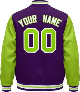 Custom Logo Purple Green Varsity <b>Jacket</b> <b>Men</b> Streetwear Patchwork Letterman <b>Jacket</b> Embroidery Team Uniform College Bomber <b>Jacket</b> - Product Image 2