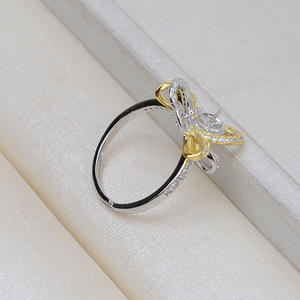 Bague double perle en argent S925 pour femme, ouverture réglable 7-8, support de bijoux DIY, perles lâches, marque Wenchi Chine 1931 - Product Image 4