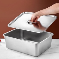Bac carré en acier inoxydable 304 avec couvercle rectangulaire, plateau de buffet approfondi pour hôtels et restaurants