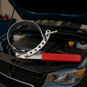 Llave ajustable de acero Fervi con mango rojo para mantenimiento de filtros de aceite - Product Image 3