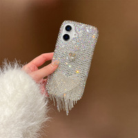 Coque de téléphone en strass en forme de cœur pour iPhone 17 Pro Max, design de luxe en diamant, style coréen tendance pour femmes, coque personnalisée pour iPhone 16 Plus 15
