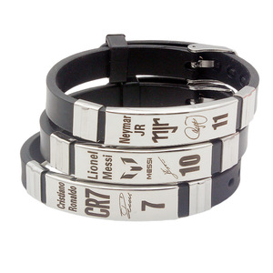 Pulsera de Silicona y Acero Inoxidable CR7, Lionel Messi, <span class=keywords><strong>Cristiano</strong></span> <span class=keywords><strong>Ronaldo</strong></span>, Neymar, Estrella de Fútbol, para Hombre, Niño, Regalo para Fanáticos de la Copa <span class=keywords><strong>Mundial</strong></span> de Fútbol - Product Image 6