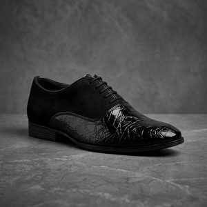 <b>Men's</b> Black <b>Patent</b> Oxford Dress <b>Shoes</b> Breathable Elegant Pointed Toe Lace-Up Closure Classic Solid Color Formal Business Wedding - Product Image 1