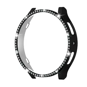 Custodia Bling per Samsung Galaxy Watch 6 Hard Diamond pc Row Drill Watch custodia protettiva con Design cavo 40mm 44mm