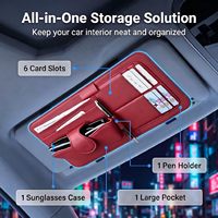 Organisateur de pare-soleil de voiture, pochette de rangement multi-poches pour lunettes de soleil, cartes, stylos, documents, en cuir imperméable pour voiture