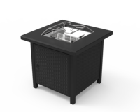 Table de foyer au gaz rectangulaire en acier moderne de 28 pouces avec pierres de lave rouges incluses pour terrasse extérieure TB-01