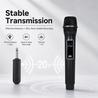 Microphone dynamique sans fil portatif à réduction de bruit, bande UHF, fréquence réglable, écran LCD, idéal pour les églises et les petites scènes