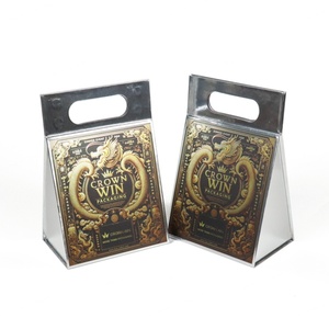 Sacs en papier, boîtes, sacs à main, boîtes cadeaux, emballages personnalisés avec logo Crown Win, revêtement argenté, poignée perforée, insert rigide, doublure en éponge - Product Image 3