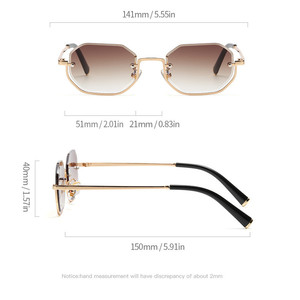 Custom Logo 2026 Fashion Retro Polygon Gradient Shades Glasses UV400 Metal Half Frame Square Sunglasses for <b>Men</b> Women - Product Image 6
