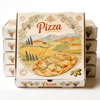 Boîte à pizza personnalisée avec logo, emballage alimentaire jetable en carton ondulé imprimé sur mesure, vente en gros pour restaurants