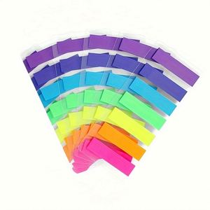 140sheets 7 Colors Fluorescent Long Strip Self-Adhesive Sticky Tabs <b>Memo</b> <b>Pads</b> Semi-Transparent Page Markers Office School - Product Image 6