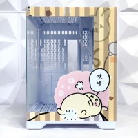 Boîtier d'ordinateur de bureau MicroATX personnalisé Chiikawa Usagi DIY avec panneau latéral en verre trempé pour PC de jeu