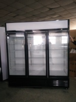 Réfrigérateur vitrine à 3 portes vitrées, refroidissement direct, économie d'énergie, avec éclairage LED