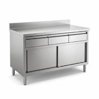 Hoge kwaliteit, heavy-duty kast met drie schuifladen en 304/201 roestvrijstalen werktafel voor cateringkeukens