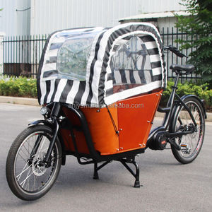 Long John Bike 250w vélo cargo électrique avec boîte en bambou vélo cargo à deux roues avec housse de pluie pour le cyclisme urbain entrepôt européen - Product Image 6