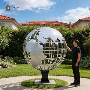 Sculpture de globe terrestre en acier inoxydable, carte du monde en fil métallique pour <span class=keywords><strong>jardin</strong></span> extérieur - Product Image 2