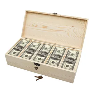 定制锁盒5格现金收纳器存钱罐木制存钱箱