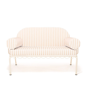 Modernes Gestreiftes Edelstahl-Gartensofa mit 3 Sitzen und Schnelltrocknenden Kissen, Vintage Gebogener Bogenrahmen Outdoor-Loveseat - Product Image 6