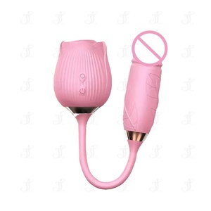 新款 2 合 1 USB 充电器 花朵红玫瑰性玩具假阳具振动器接吻 G 点阴蒂乳头刺激器女性用 - Product Image 5
