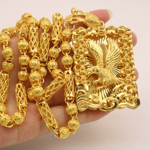 Collana con <span class=keywords><strong>Ciondolo</strong></span> a Forma di Animale Placcato Oro 24K, Catena Lucida Stile Punk Hip Hop per Uomo, Regalo per la Festa del Papà - Product Image 6