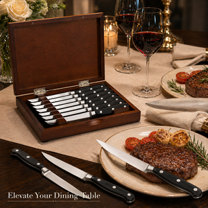 TOALLWIN Ensemble de 8 <span class=keywords><strong>couteaux</strong></span> à steak en acier inoxydable 3Cr13 avec lame dentelée et manche en ABS pour restaurant et cuisine - Product Image 2