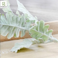 Künstliche Grünpflanzen Staubige Miller-Blätter Silberstaub Senecio Cineraria Festival Hochzeit Brautstrauß Blattwerk