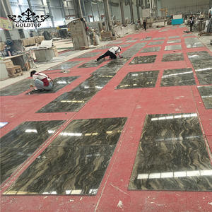 GOLDTOP Luxe Quartzite Bleu Fusion Poli Veinure Soyeuse Design Moderne Planchers de salle de bain et îlots de cuisine cascade - Product Image 6