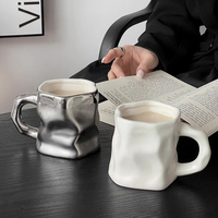 Mug en céramique personnalisé de haute qualité, irrégulier, 300 ml, mug de voyage pour le café, cadeau pour couple, tasses pour amoureux