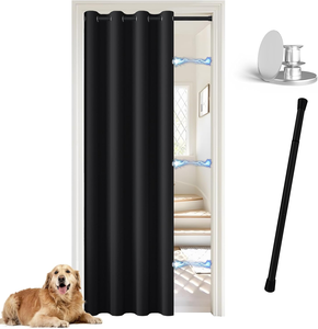 Cortina Opaca para Puerta y Ventana, Separador de Habitaciones, Cortina para Cuarto de Vestir con Ojales y Barra, Botón Magnético - Product Image 2