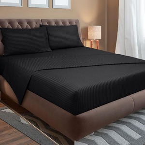 Ensembles de draps de lit à rayures de luxe 1CM linge de lit d'hôtel literie Polyester <span class=keywords><strong>Satin</strong></span> hôtel 4 pièces ensembles de draps de lit - Product Image 2