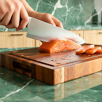 Premium dik acaciahouten snijplank met eindnerfstructuur, extra stevig, voor de keuken