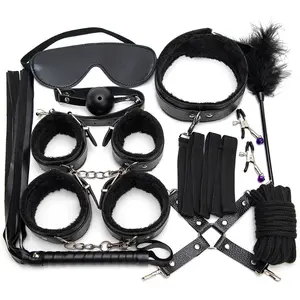 Sex Toys 10-piece Set Couples Flirting Bound Handcuffs Mouth Gag Alternative Adult Sex Toys