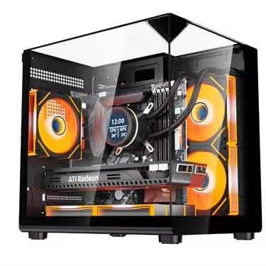LY  MATX Aquarium Gaming Computer Cases & Towers PC Cabinet Wholesales Pc Gaming Case Optional Lcd Display