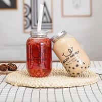 Bouteille transparente jetable de 500 ml (16 oz) pour thé à bulles, jus, soda, boissons froides, avec bouchon à vis et impression sérigraphique, logo personnalisé