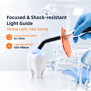 ไฟ LED สำหรับบ่มเรซิ่นฟัน แบบใยแก้วนำแสง หัวโลหะ กำลังไฟสูง ความเร็วต่ำ - Product Image 2