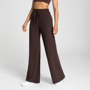 <span class=keywords><strong>Pantalon</strong></span> droit en <span class=keywords><strong>velours</strong></span> pour femmes, taille haute, ample, avec cordon de serrage, chaud, décontracté, sport, fitness, yoga - Product Image 5