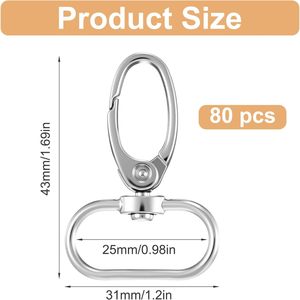 Pack Inch Swivel Clasp Silver Lobster Claw Clasps For Keychains Lanyard <b>Clips</b> D Ring Keychain <b>Clip</b> Swivel Snap <b>Hooks</b> For Key Cha - Product Image 2