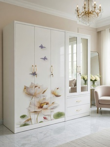 Armario Metálico de Alta Gama con Efecto Mármol y Vetas Doradas, 5 Puertas, Espejo Abatible, <span class=keywords><strong>Mueble</strong></span> de Almacenamiento para Dormitorio - Product Image 5