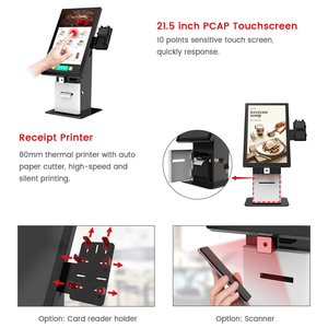 Máy tính để bàn 21.5 inch Android phục vụ màn hình cảm ứng thực phẩm đặt hàng tự dịch vụ kiosk thanh toán cho Burger cửa hàng - Product Image 3