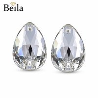 Strass en cristal de qualité supérieure en forme de poire, à dos plat, à coudre à la main, pour robe de mariée et robe de soirée