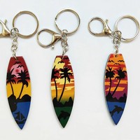 Porte-clés Souvenir Mini Surf, Souvenirs Hawaïens d'Été, Cadeaux Amusants, Jouets, Pendentifs Plage, Cocotier, Planche de Surf