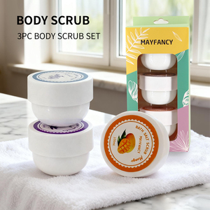 OPrivate Label Coffret de 3 gommages corporels exfoliants naturels pour Noël (Mangue & Lavande & Sel Marin) - Product Image 2