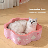 Lit grattoir pour chat en forme de patte de fleur, 100 % pâte de bois, certifié FDA, nid pour chat en carton ondulé haute densité pour chats d'intérieur