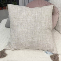 Ferme canapé gland gris jeter taie d'oreiller plaine Simple Nature maison décorative lin oreiller housses de coussin