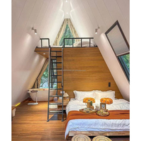 Bâtiment Conteneur Triangulaire Moderne en Acier, Maisons en Bois Écologiques, Alimentées à l'Énergie Solaire, Étanches et Durables, 20ft/40ft