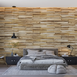 Panel de pared 3D de madera para sala de estar, panel de pared interior, diseño de paneles de pared estriados sólidos de madera 3D - Product Image 3