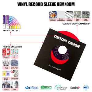 Pochettes pour disques vinyles écologiques personnalisées avec logo imprimé en usine, pochettes d'album vierges 350 g/m², sacs à fond carré - Product Image 1