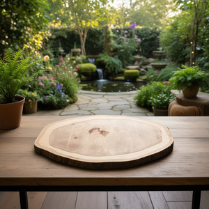 Tavolo con Fontana Ovale in Legno Naturale per Uso Interno ed Esterno - Product Image 3