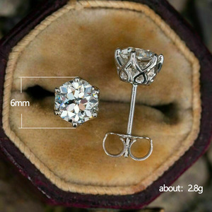 Orecchini a Perno Classici con Sei Punte in Zirconia per Donne, Eleganti Gioielli da Sposa alla Moda - Product Image 5